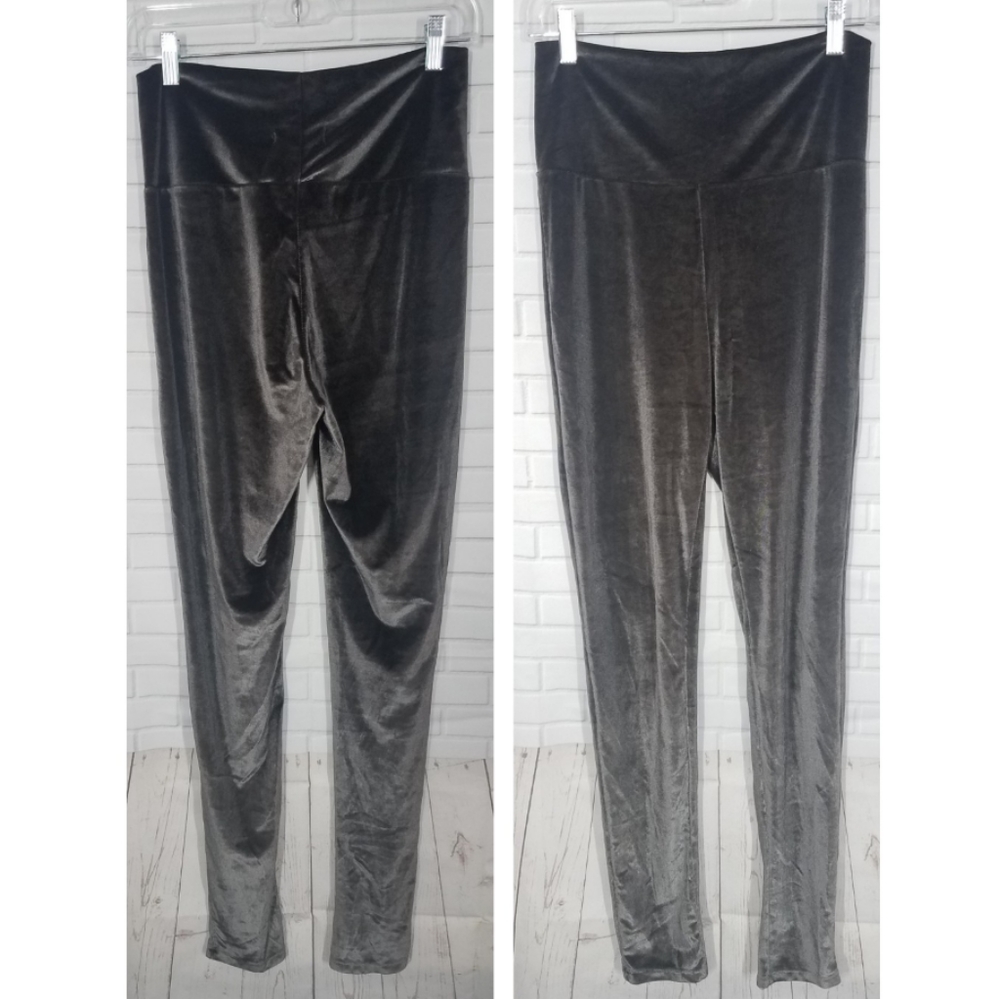 Gray Velvet High Waist Leggings